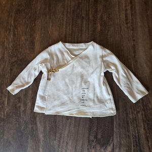 Cream Wrap Long Sleeve Tee 100% Soft Cotton Casual Made In Portugal 3 Months